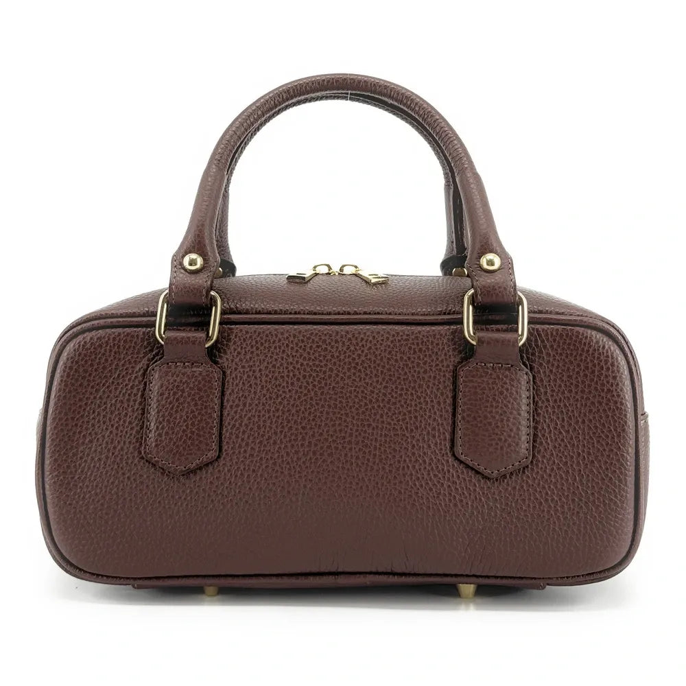 Sac bowling allongé en cuir grainé I LOAF YOU Chocolat