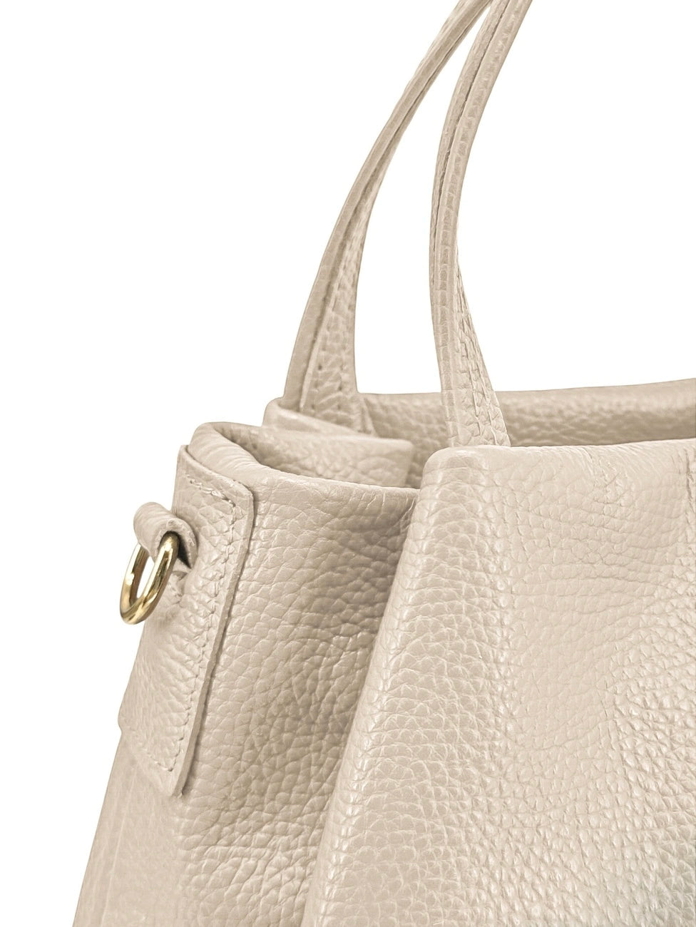 BUBBLE Light Taupe Grained Leather Handbag