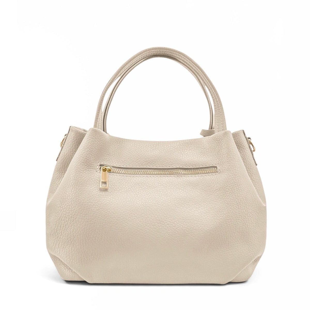 BUBBLE Light Taupe Grained Leather Handbag