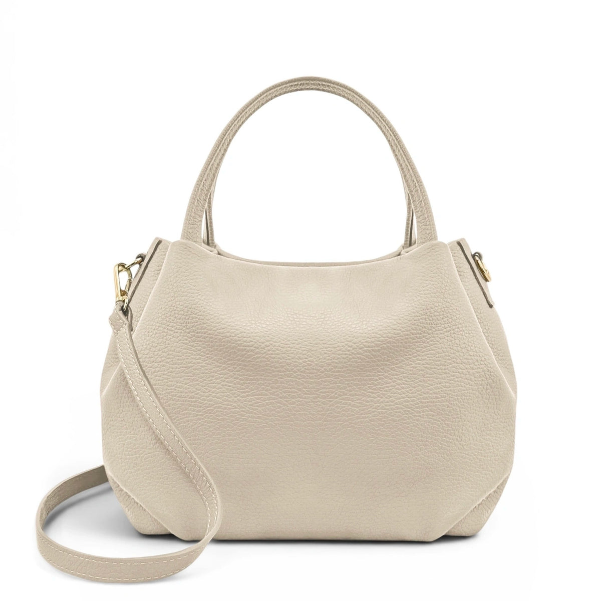 BUBBLE Light Taupe Grained Leather Handbag