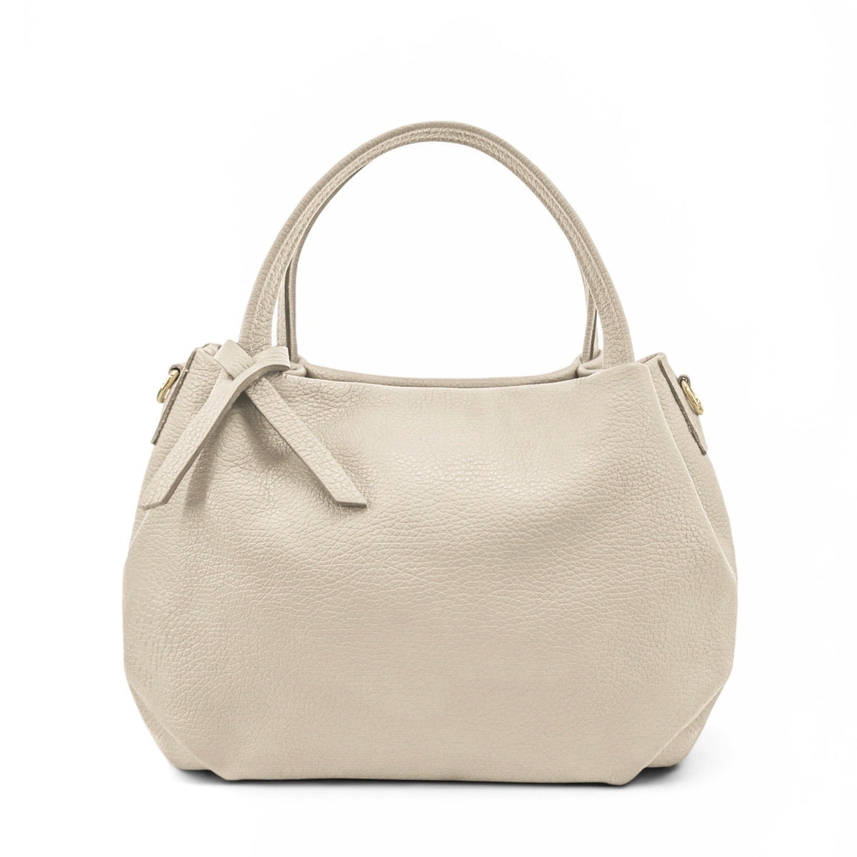 BUBBLE Light Taupe Grained Leather Handbag