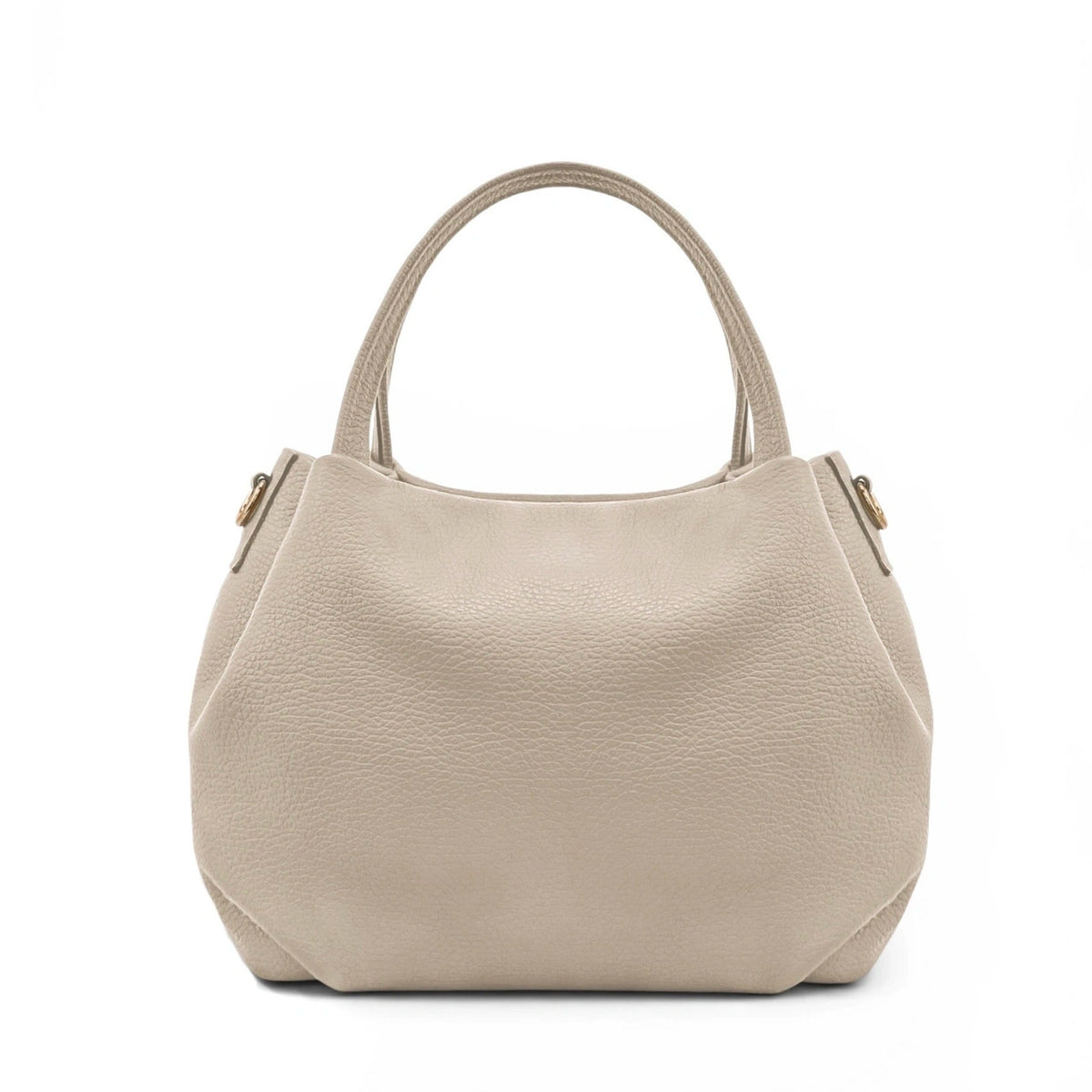 BUBBLE Light Taupe Grained Leather Handbag