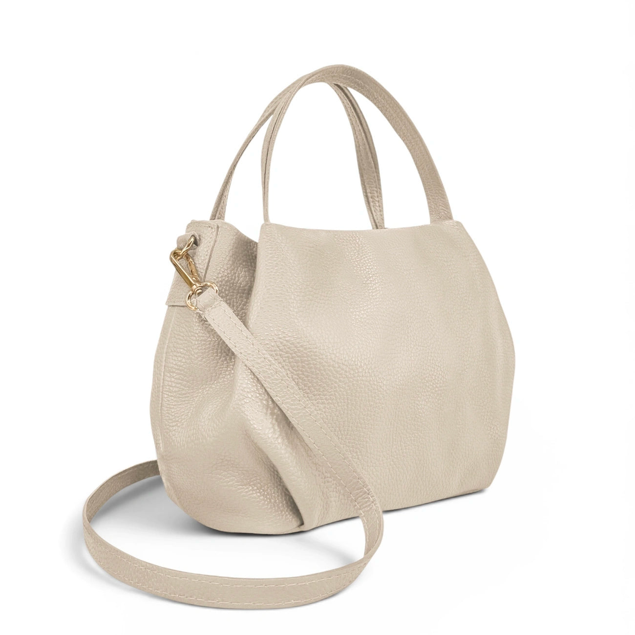 Bolsa main en cuero grano BUBBLE Lunar claro