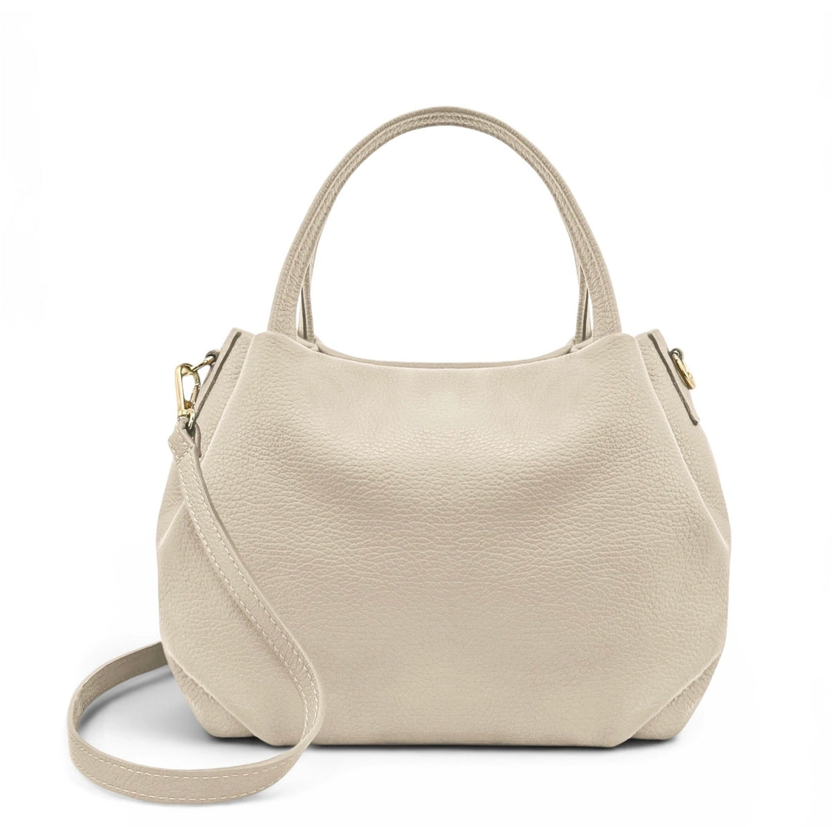 Borsa a mano in pelle martellata BUBBLE Beige crema