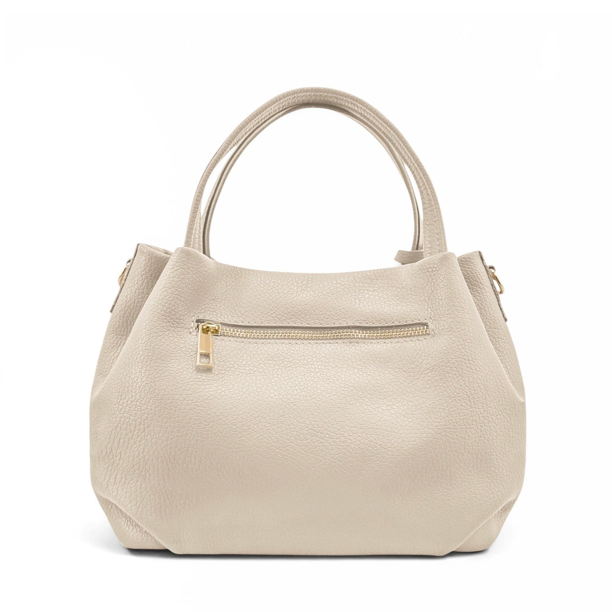 Borsa a mano in pelle martellata BUBBLE Beige crema