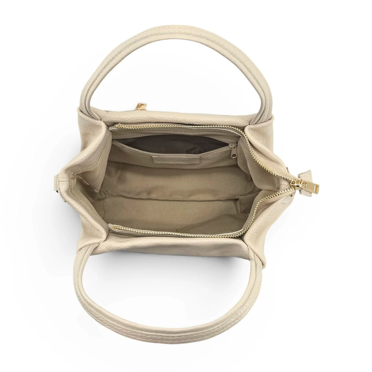 Borsa a mano in pelle martellata BUBBLE Beige crema