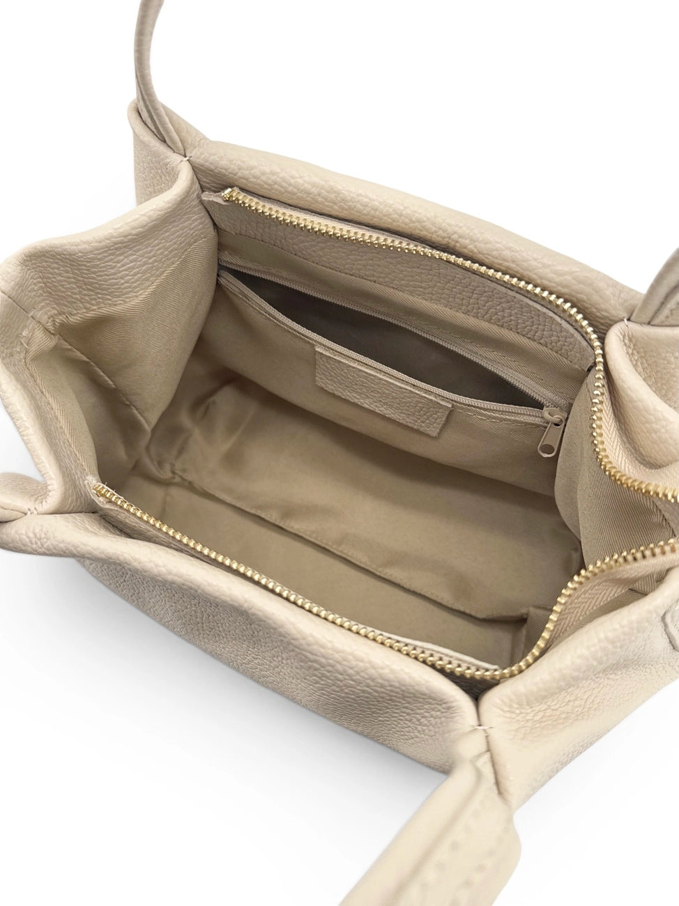 Borsa a mano in pelle martellata BUBBLE Beige crema