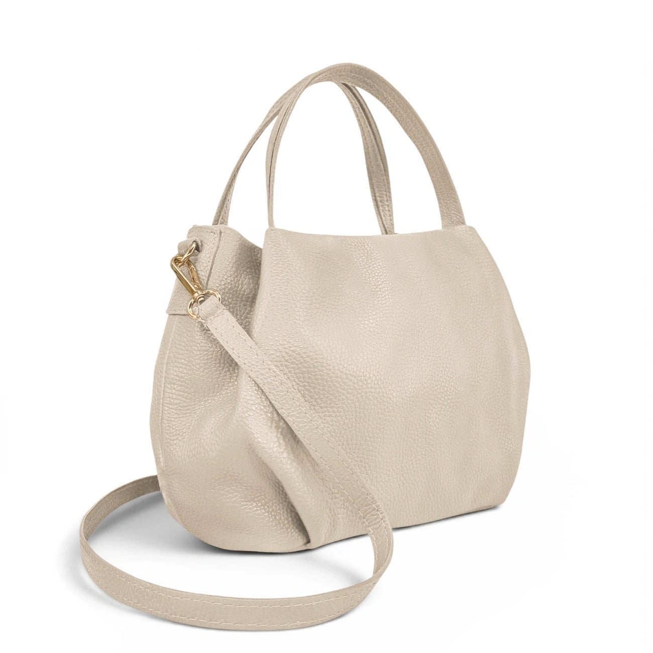 Bolsa main en cuero grano BUBBLE Beige crema