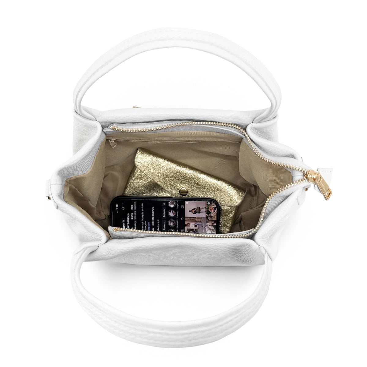 Bolso de mano de piel granulada BUBBLE Blanco