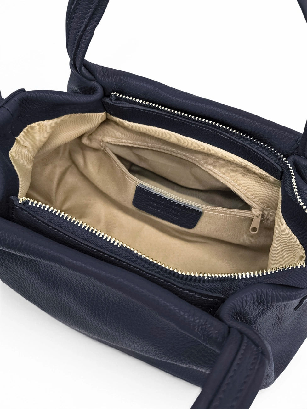 Bolso de mano de piel granulada BUBBLE Azul marino