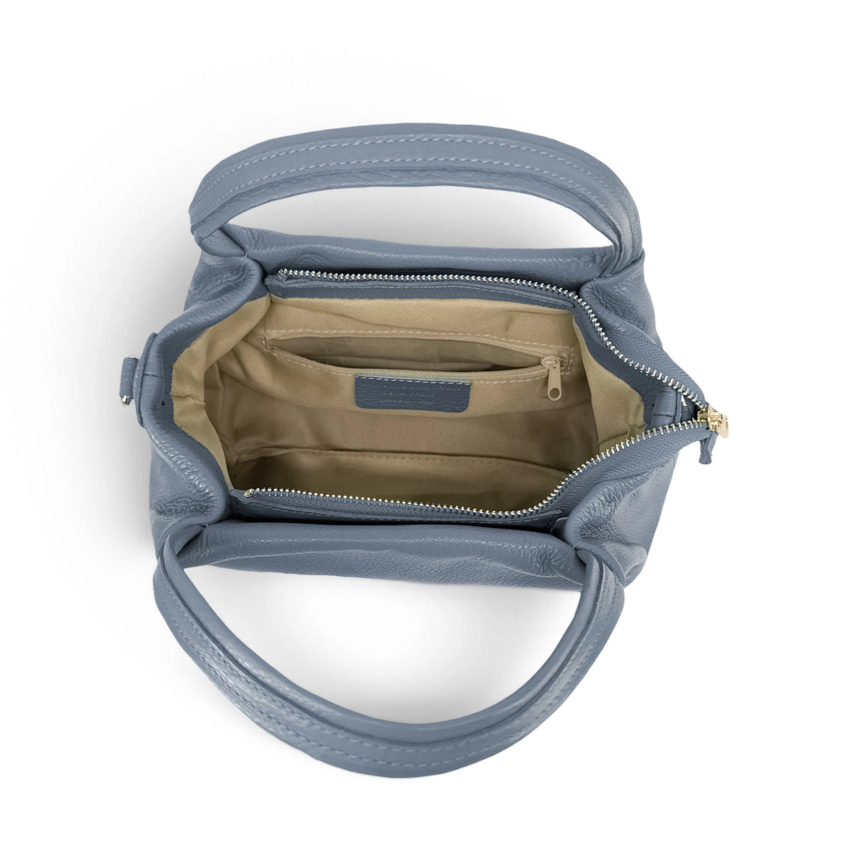 Handtasche aus genarbtem Leder BUBBLE Gletscherblau