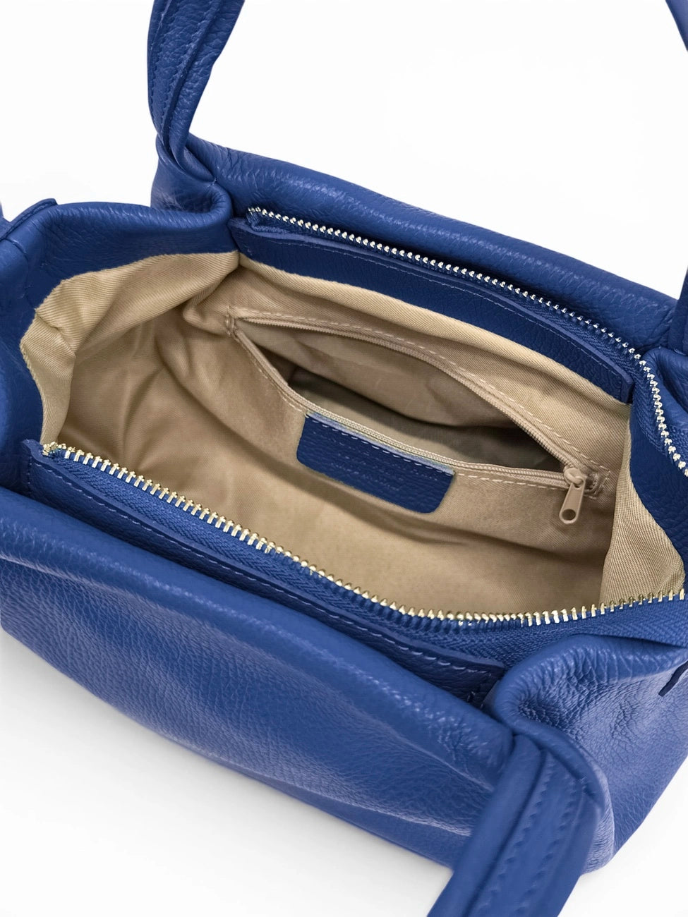 Handtasche aus genarbtem Leder BUBBLE Königsblau