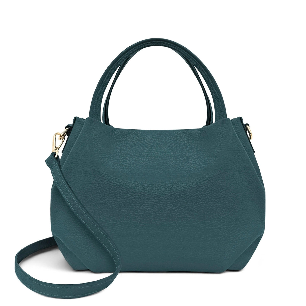 Bolso de mano de piel granulada BUBBLE Azul verde pato