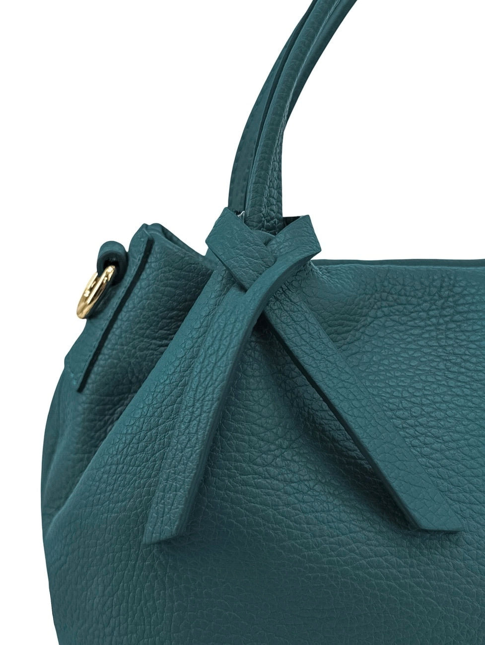 Bolso de mano de piel granulada BUBBLE Azul verde pato