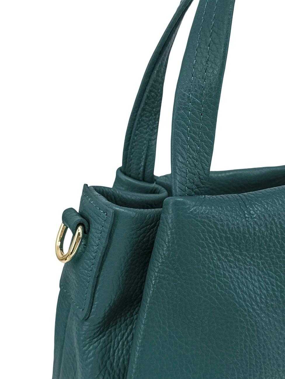 Bolso de mano de piel granulada BUBBLE Azul verde pato