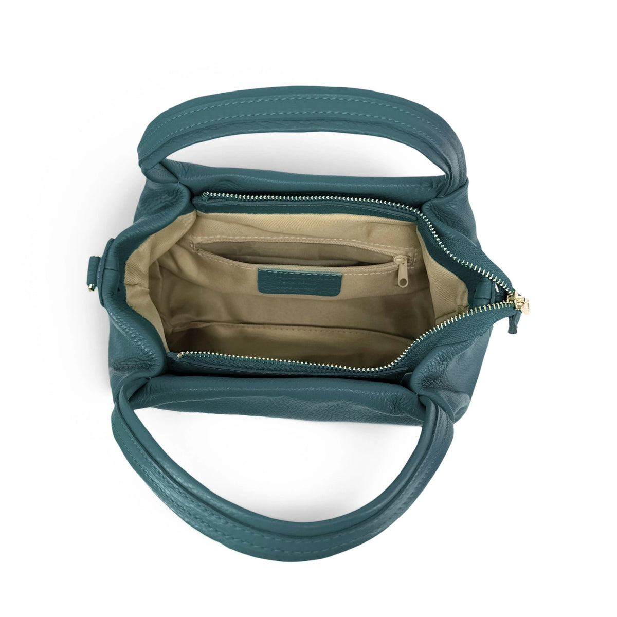 Bolso de mano de piel granulada BUBBLE Azul verde pato