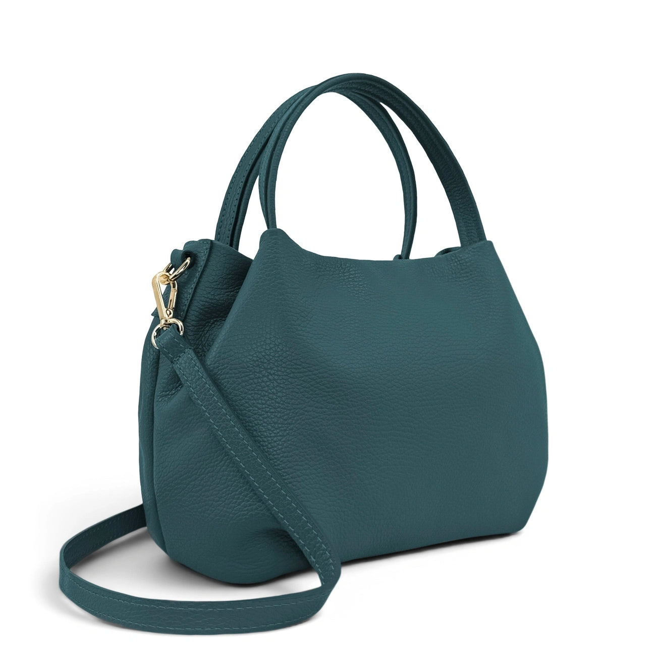 Sac à main en cuir grainé BUBBLE Bleu vert canard