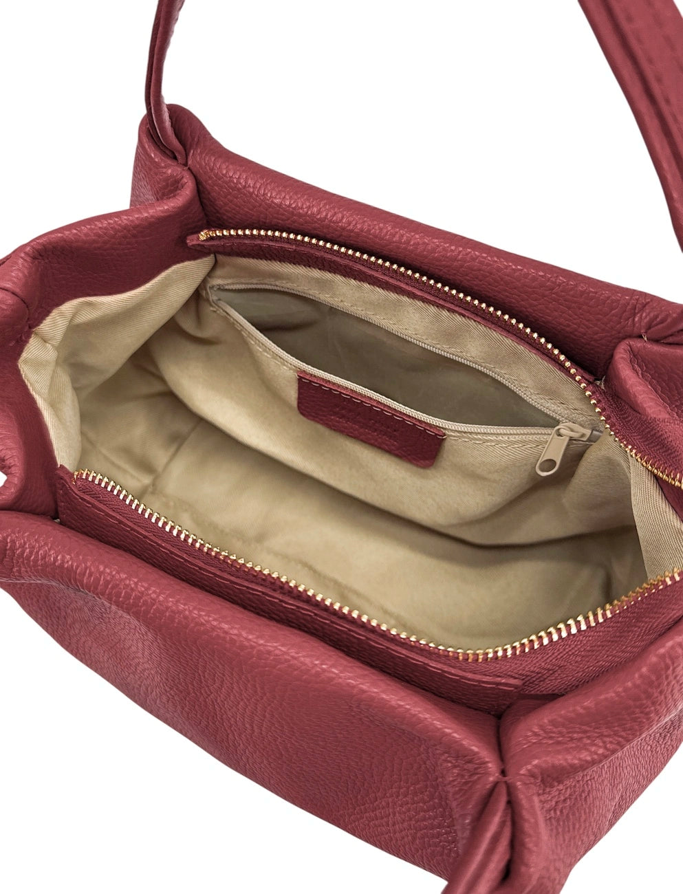 Borsa a mano in pelle martellata BUBBLE – Bordeaux