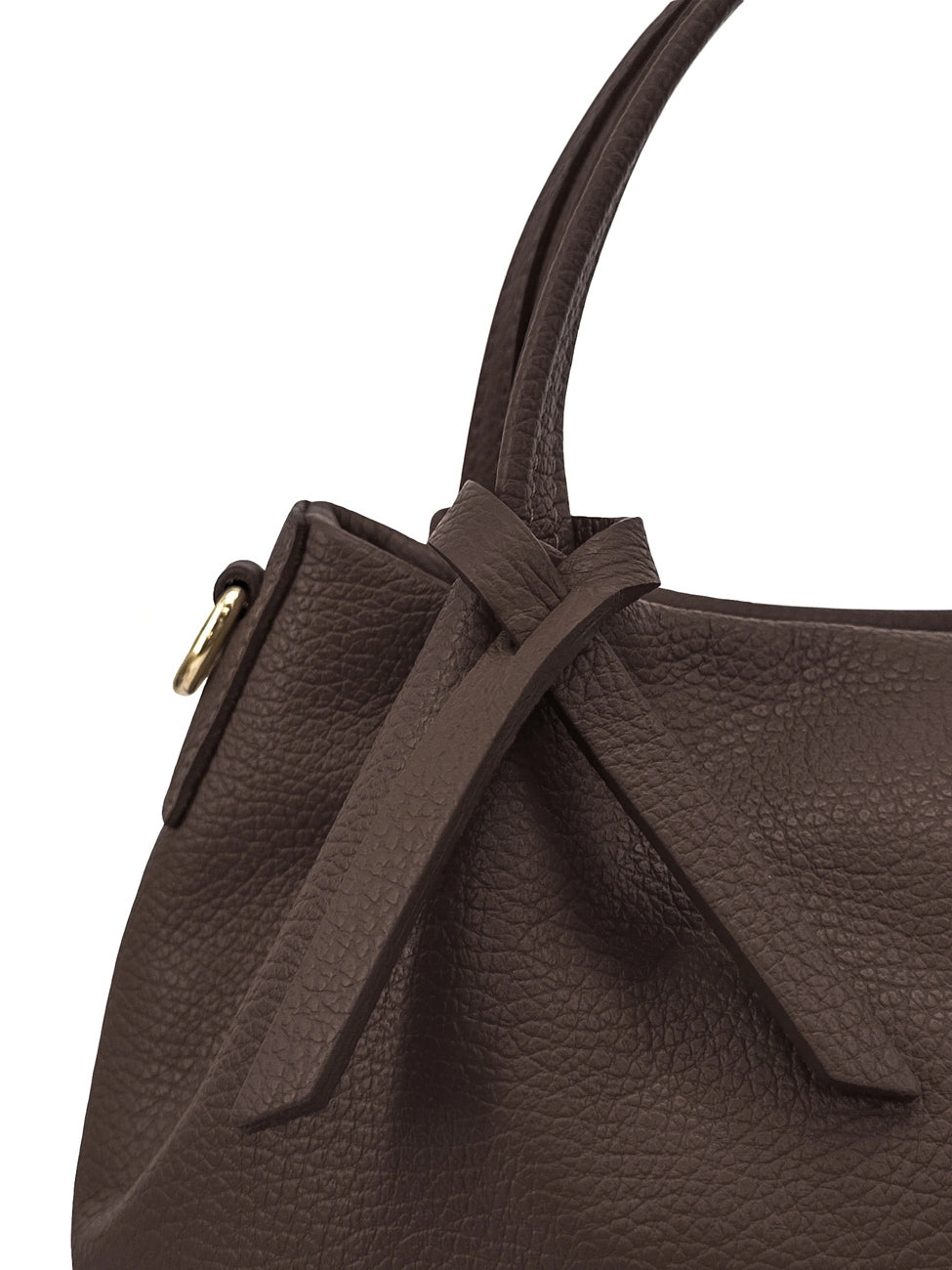 BUBBLE Chocolate Brown Grained Leather Handbag