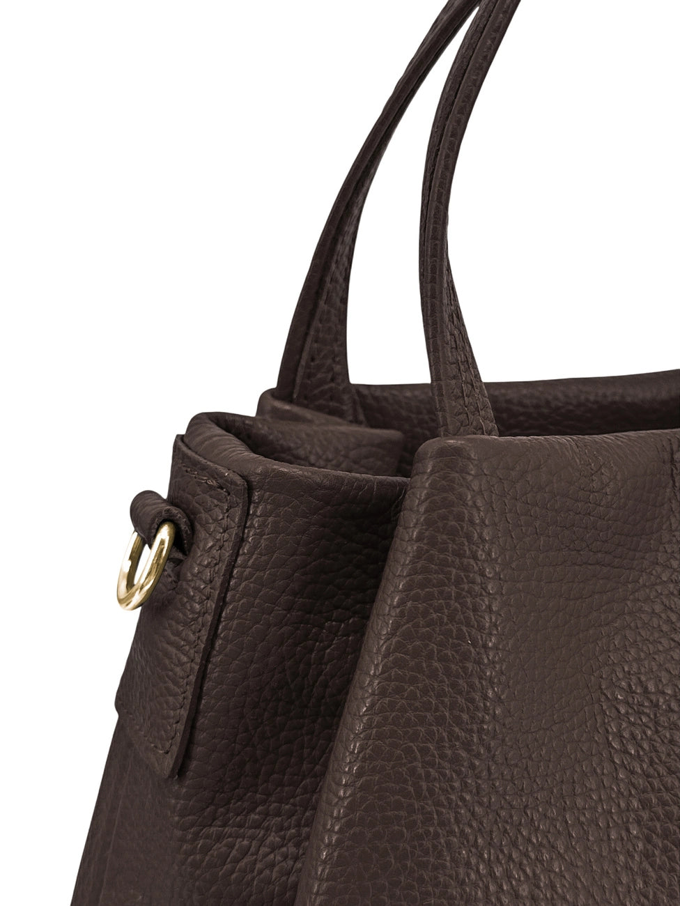 BUBBLE Chocolate Brown Grained Leather Handbag