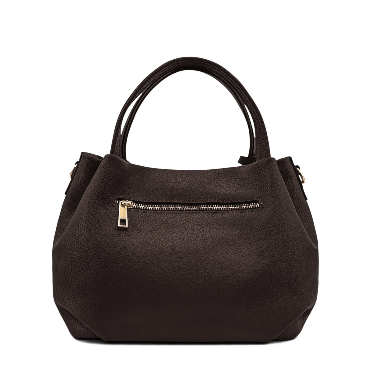 BUBBLE Chocolate Brown Grained Leather Handbag