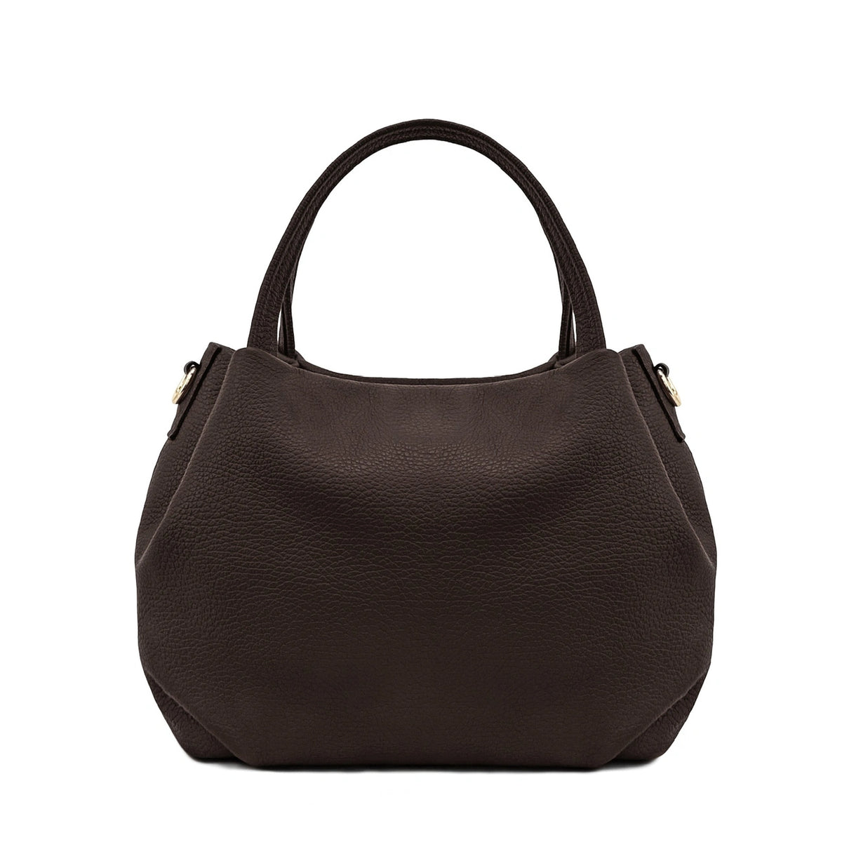 BUBBLE Chocolate Brown Grained Leather Handbag