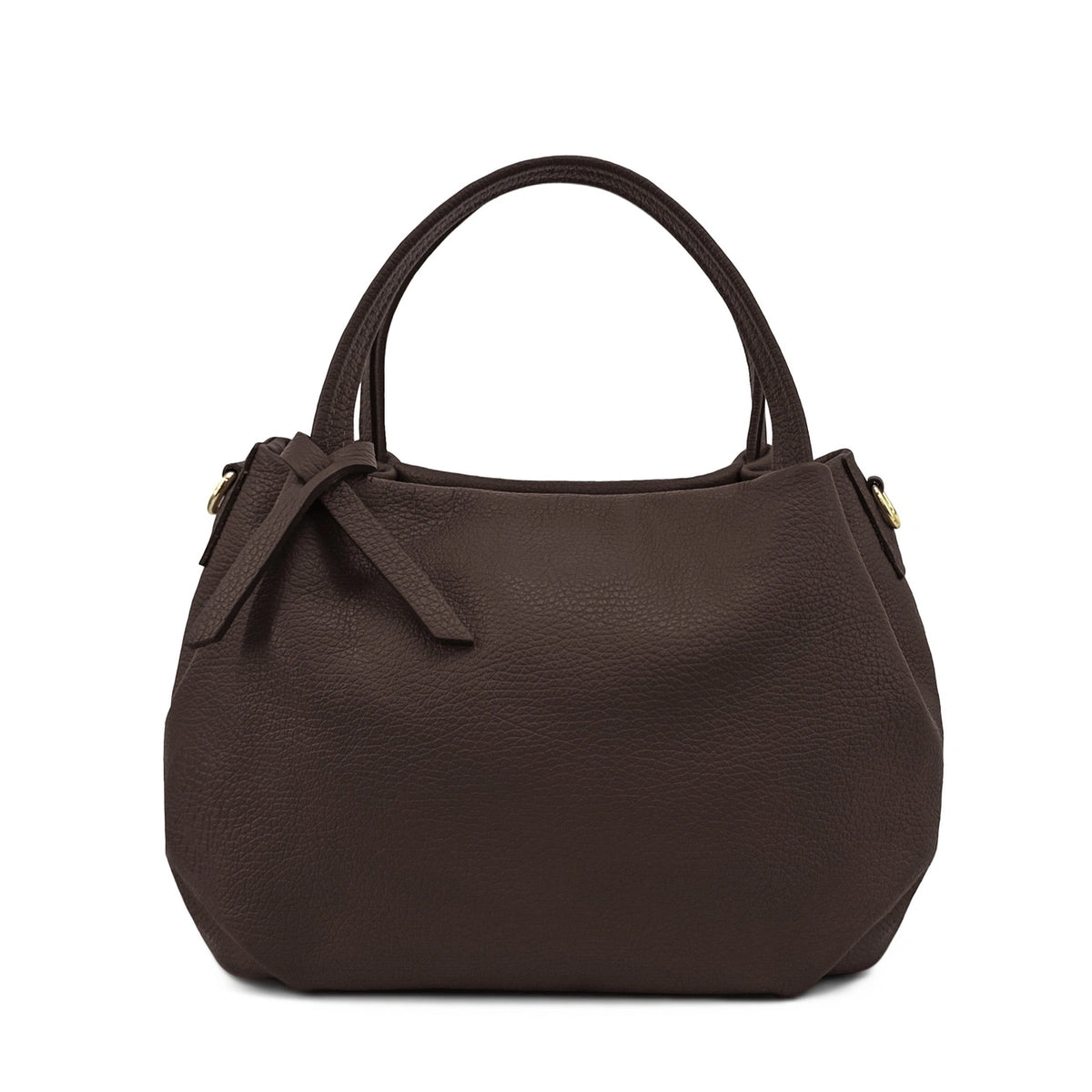 BUBBLE Chocolate Brown Grained Leather Handbag