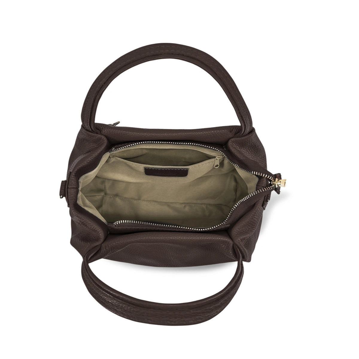 BUBBLE Chocolate Brown Grained Leather Handbag