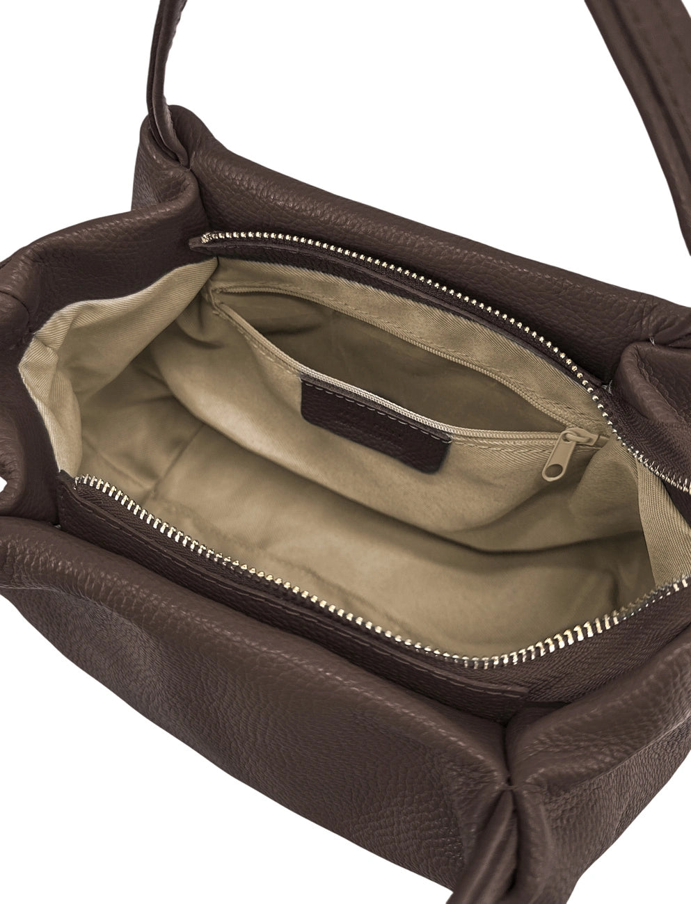 BUBBLE Chocolate Brown Grained Leather Handbag