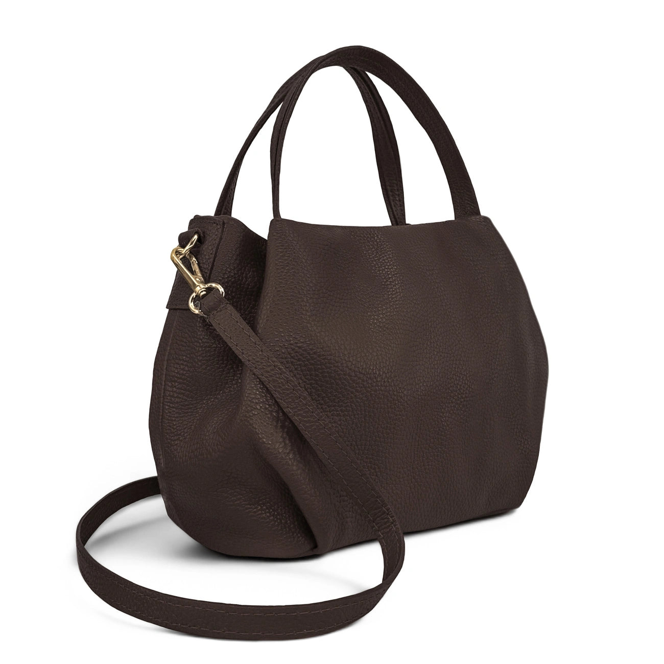 Borsa main in pelle a grana BUBBLE Cioccolato