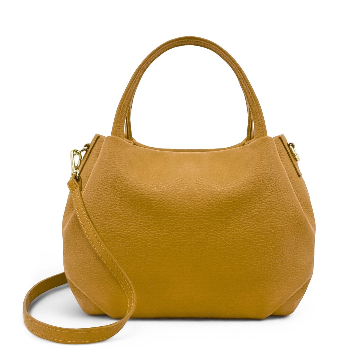 BUBBLE Mustard Yellow Grained Leather Handbag