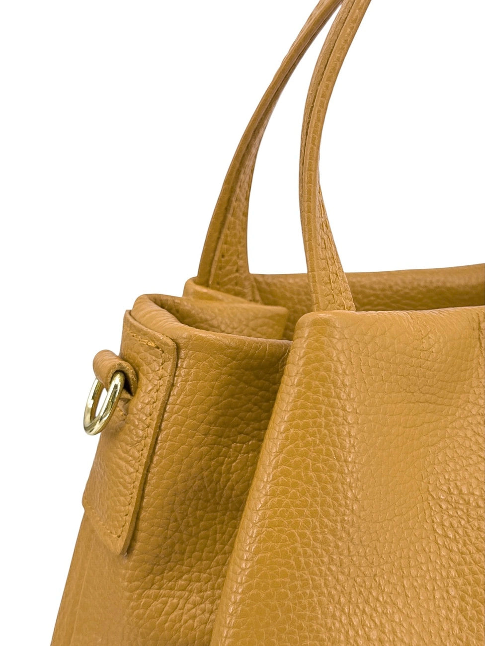 BUBBLE Mustard Yellow Grained Leather Handbag
