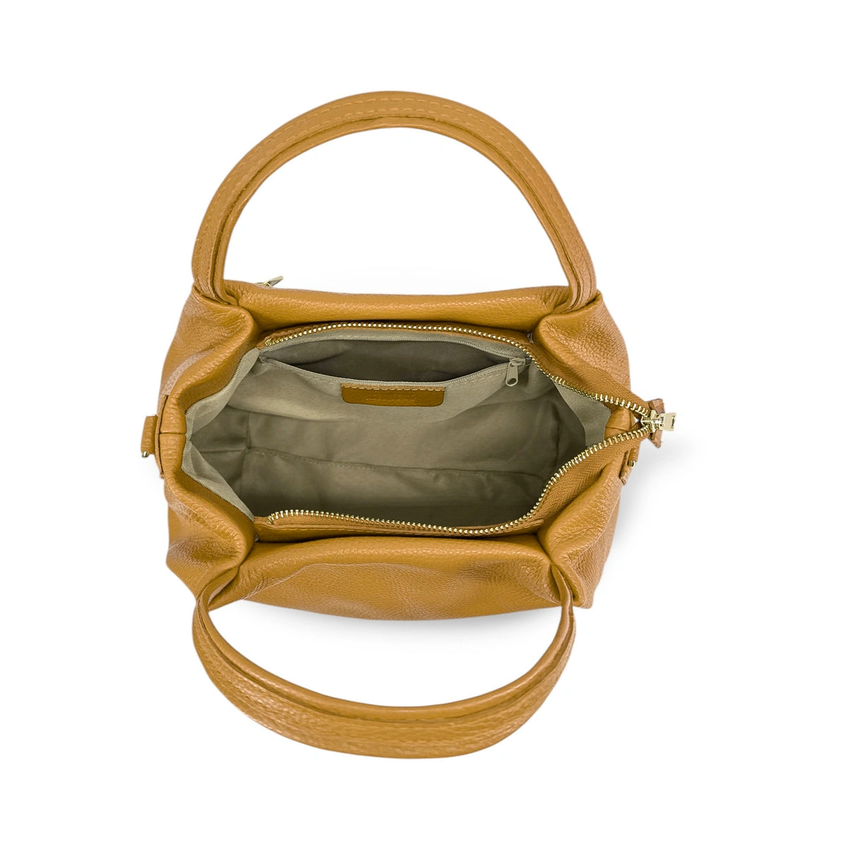 BUBBLE Mustard Yellow Grained Leather Handbag
