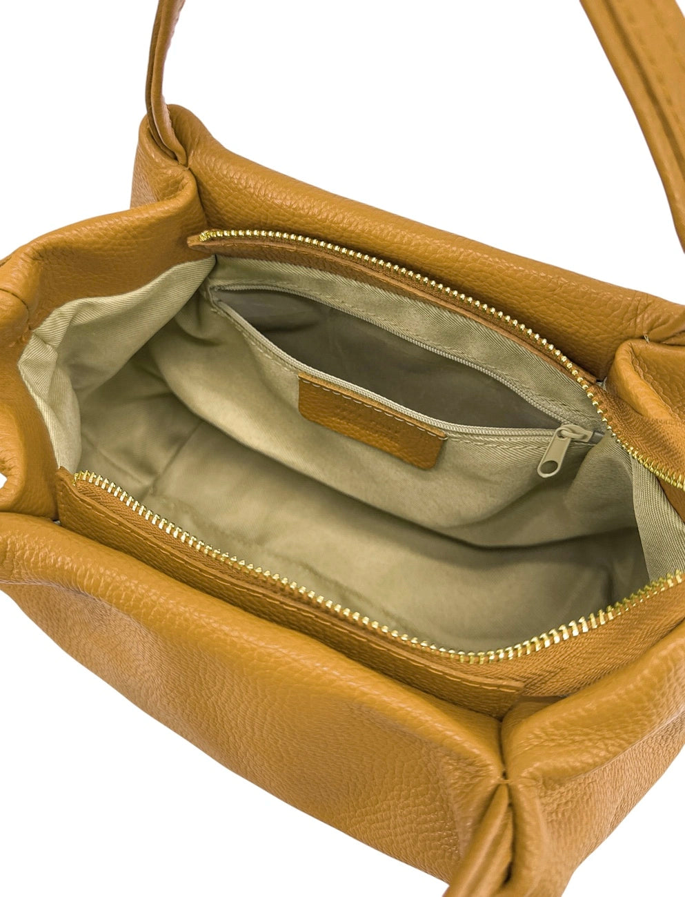 BUBBLE Mustard Yellow Grained Leather Handbag