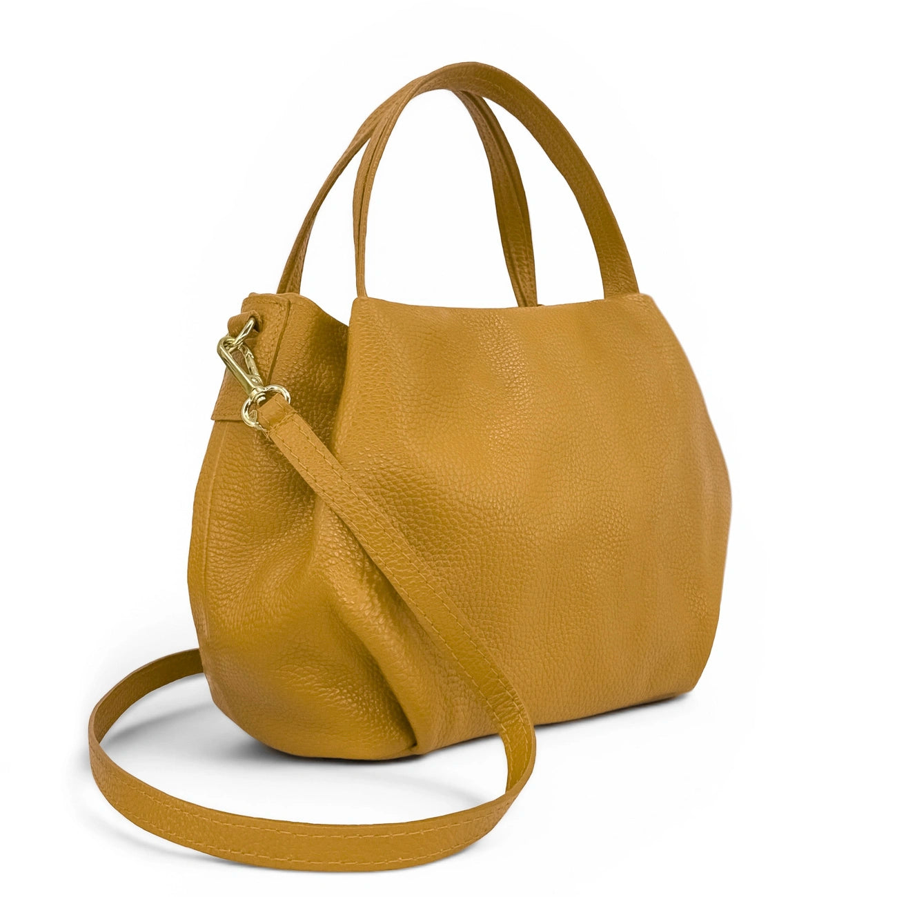 Bolsa main en cuero grano BUBBLE Mostaza amarillo