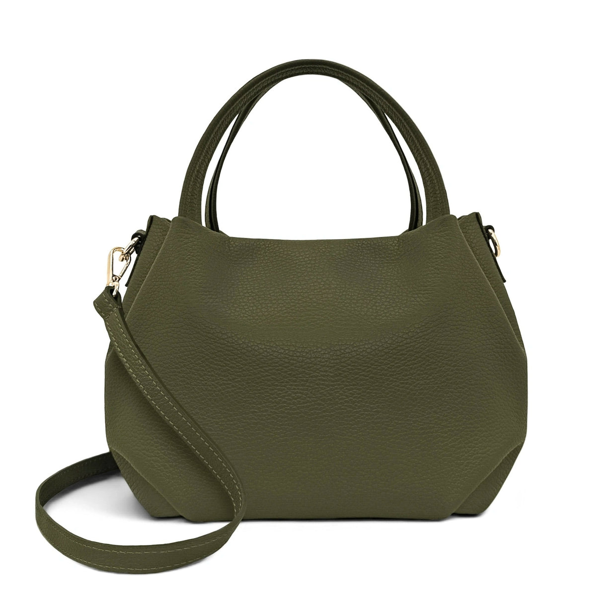Borsa a mano in pelle martellata BUBBLE verde kaki