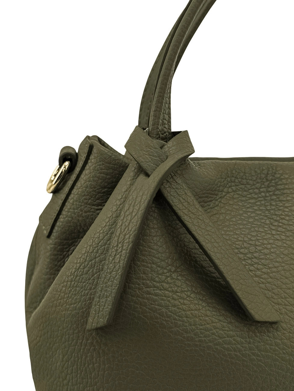 Borsa a mano in pelle martellata BUBBLE verde kaki
