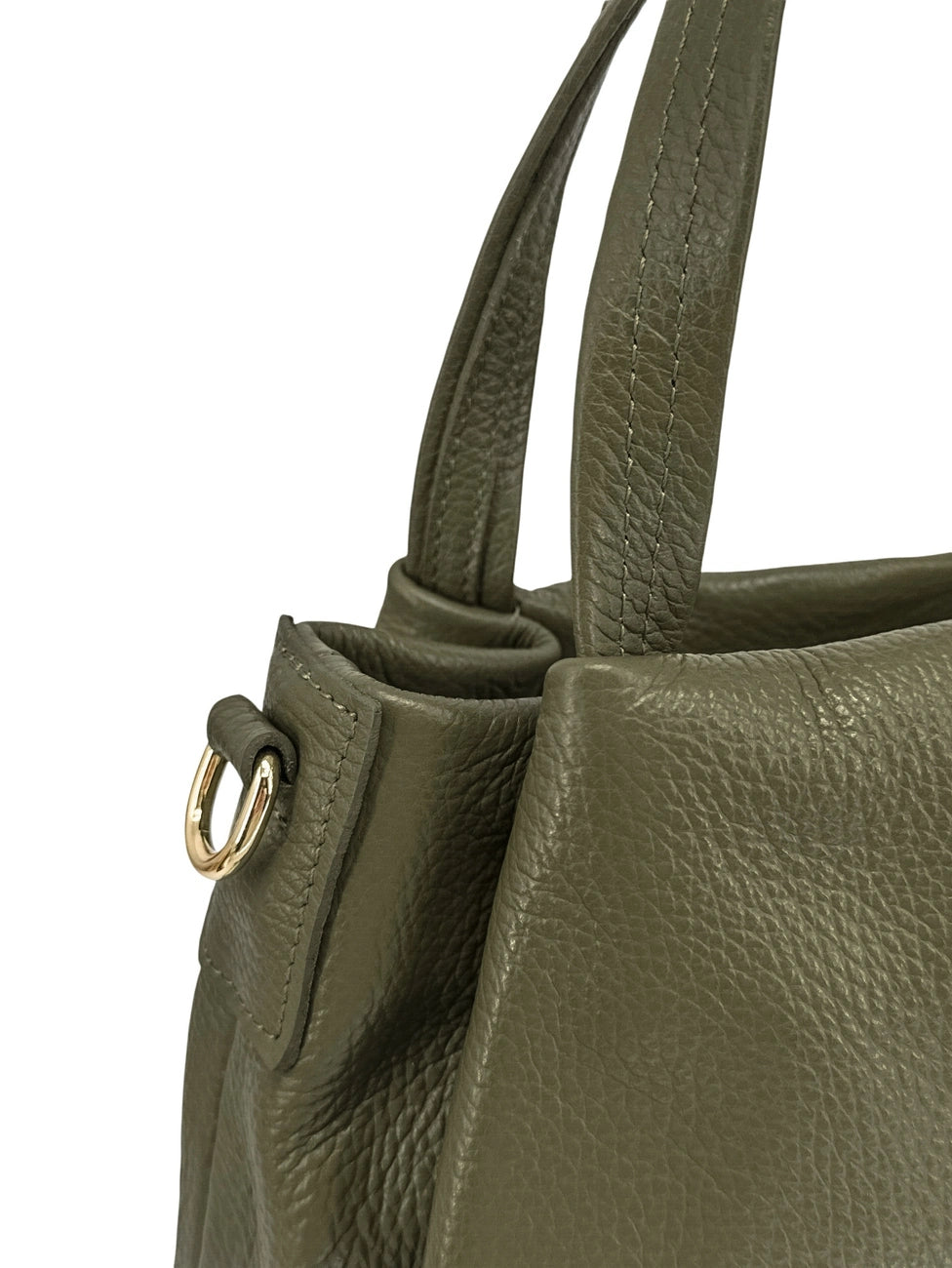 Borsa a mano in pelle martellata BUBBLE verde kaki