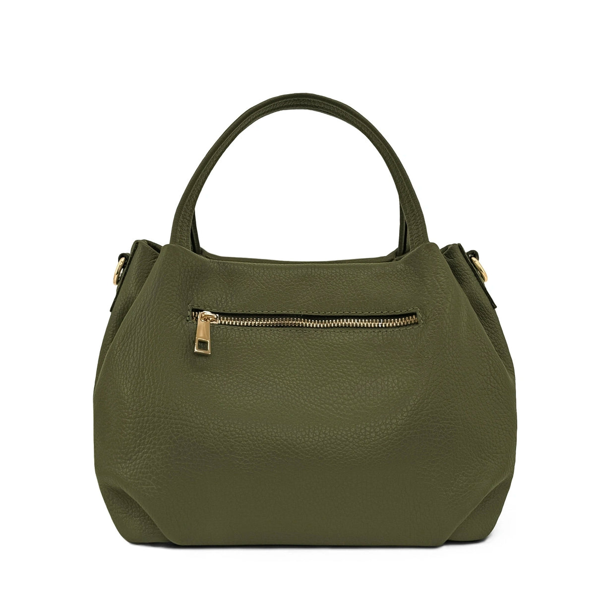 Borsa a mano in pelle martellata BUBBLE verde kaki
