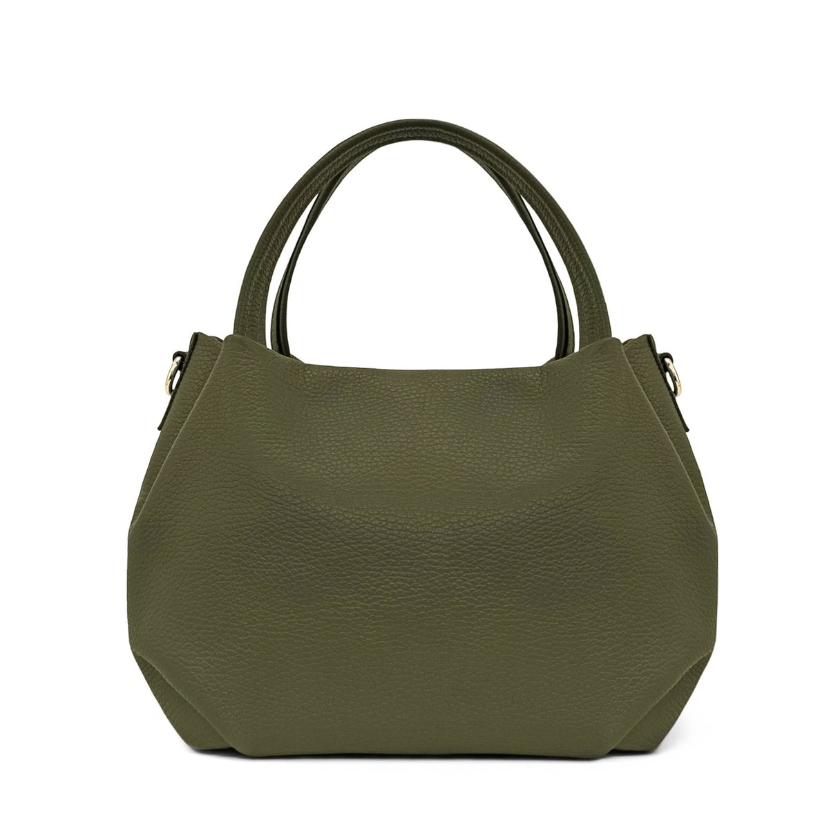 Borsa a mano in pelle martellata BUBBLE verde kaki