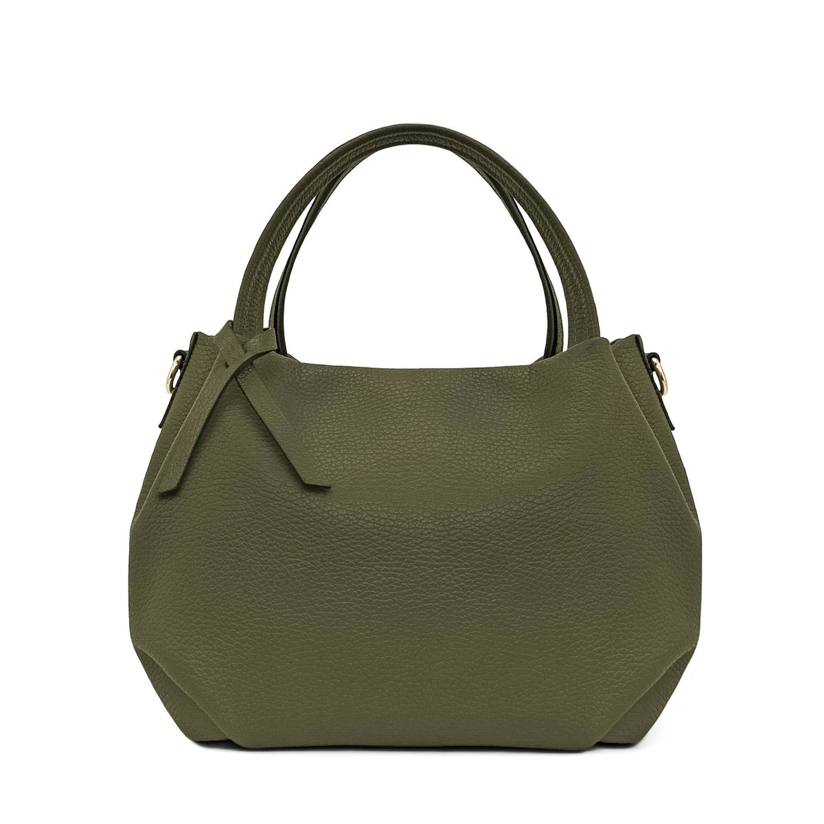 Borsa a mano in pelle martellata BUBBLE verde kaki