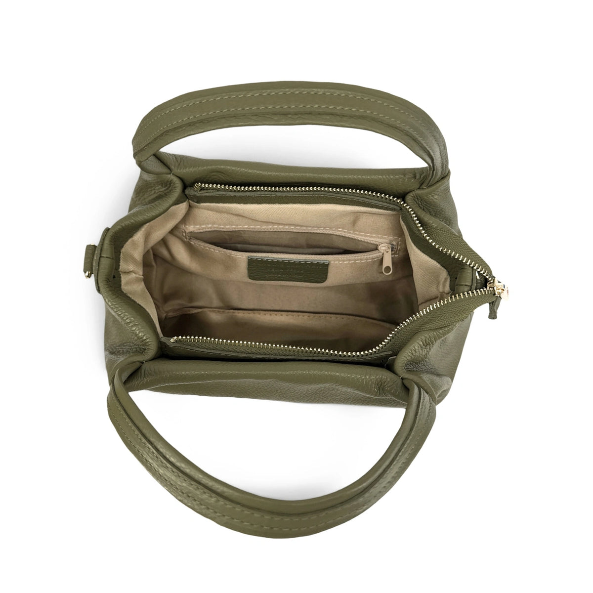 Borsa a mano in pelle martellata BUBBLE verde kaki