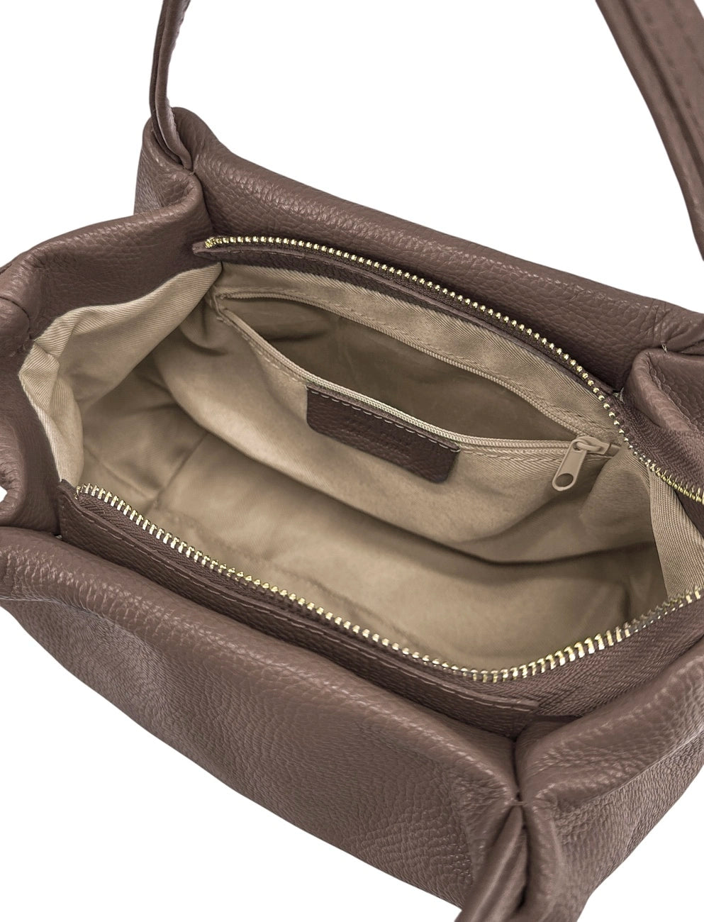 Handtasche aus genarbtem Leder BUBBLE Mokkabraun