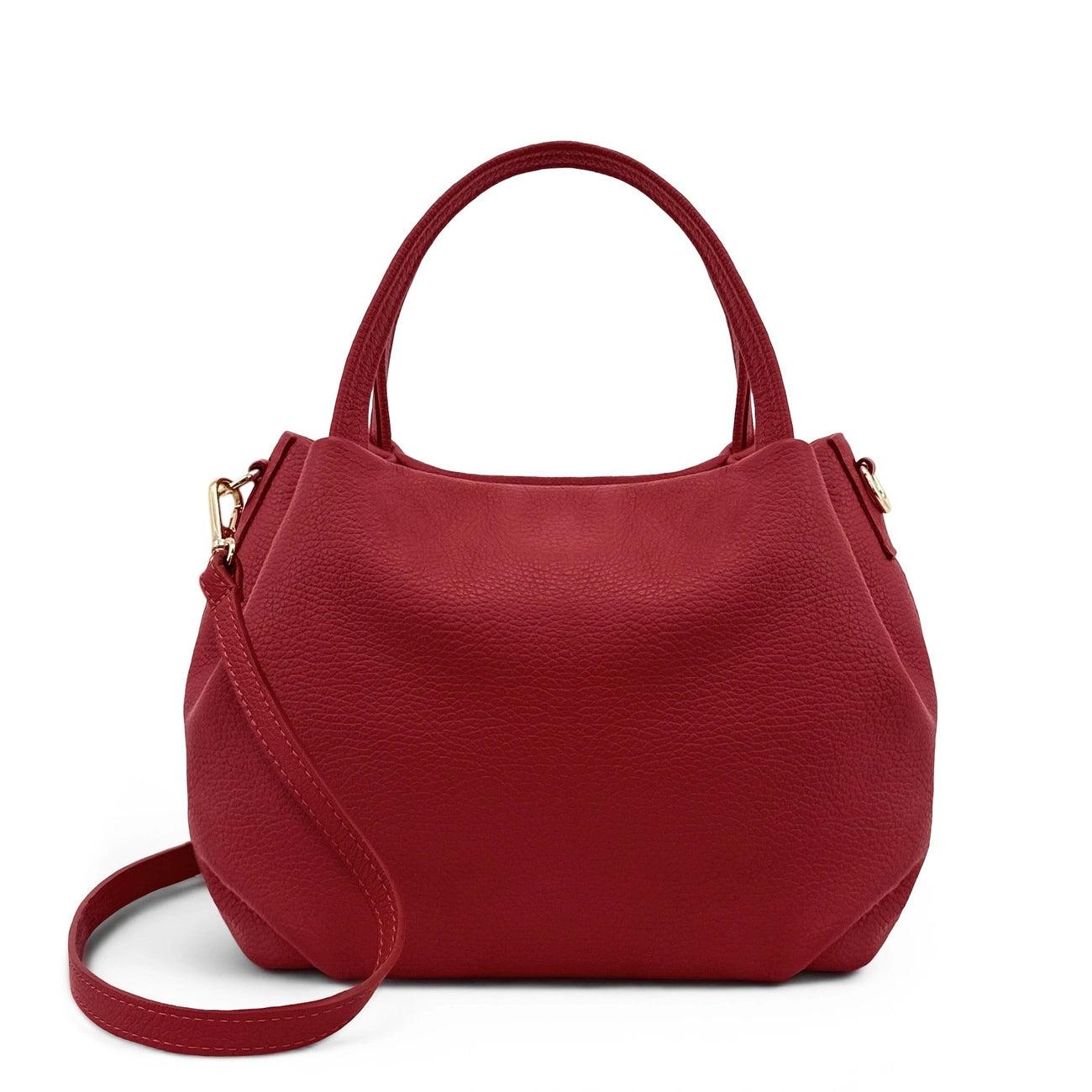 Borsa main in pelle a grana BUBBLE Rosso scuro