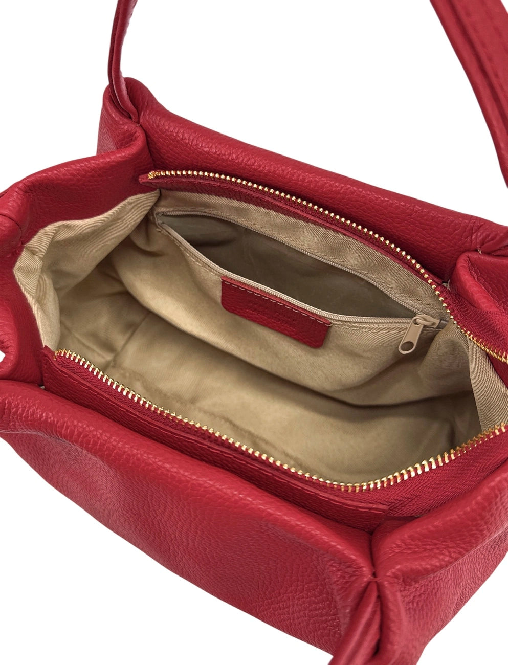 Handtasche aus genarbtem Leder BUBBLE Dunkelrot