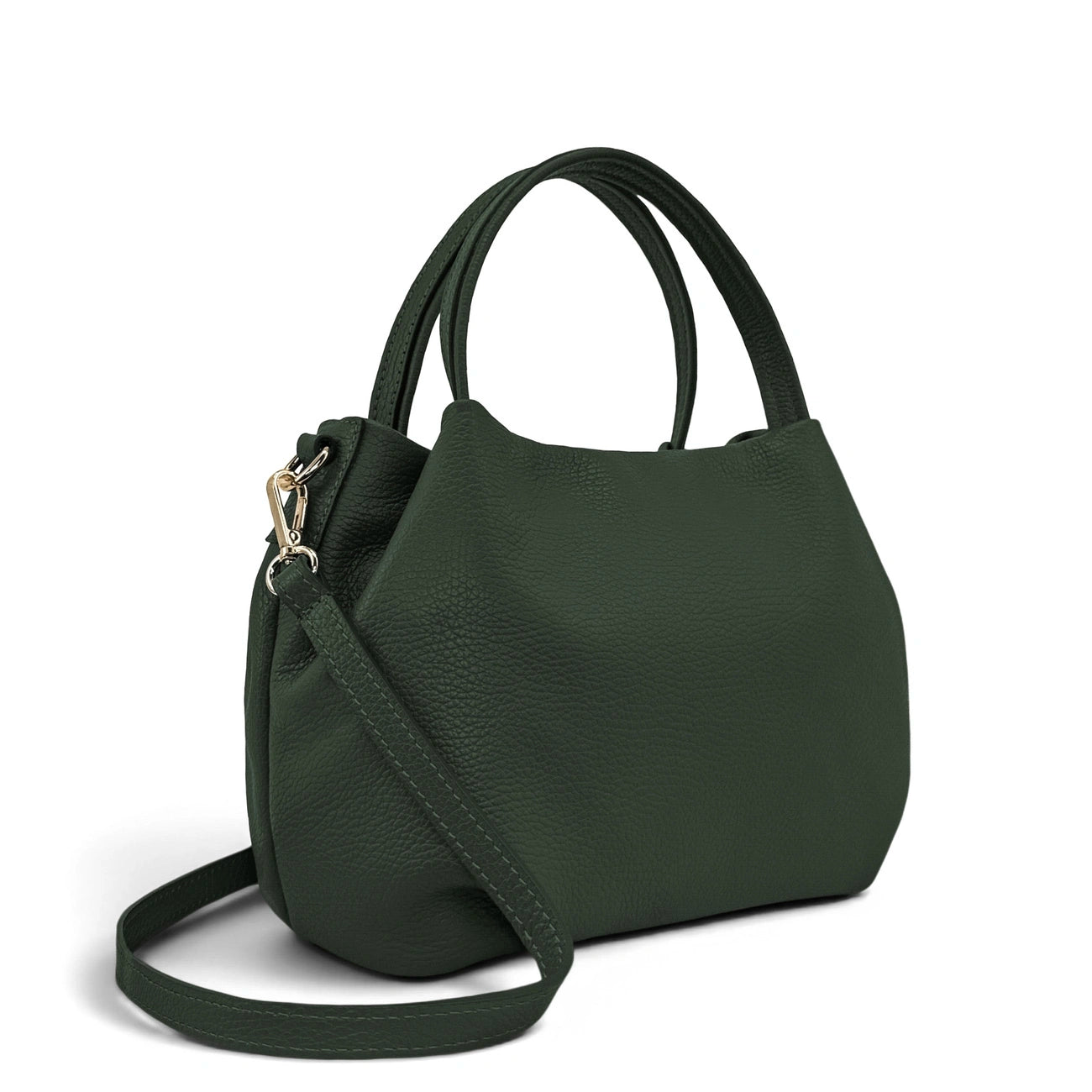 Borsa a mano in pelle martellata BUBBLE – Verde bosco