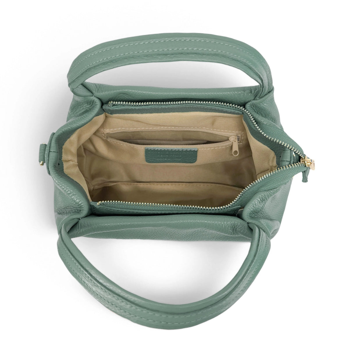 Borsa a mano in pelle martellata BUBBLE verde pastello