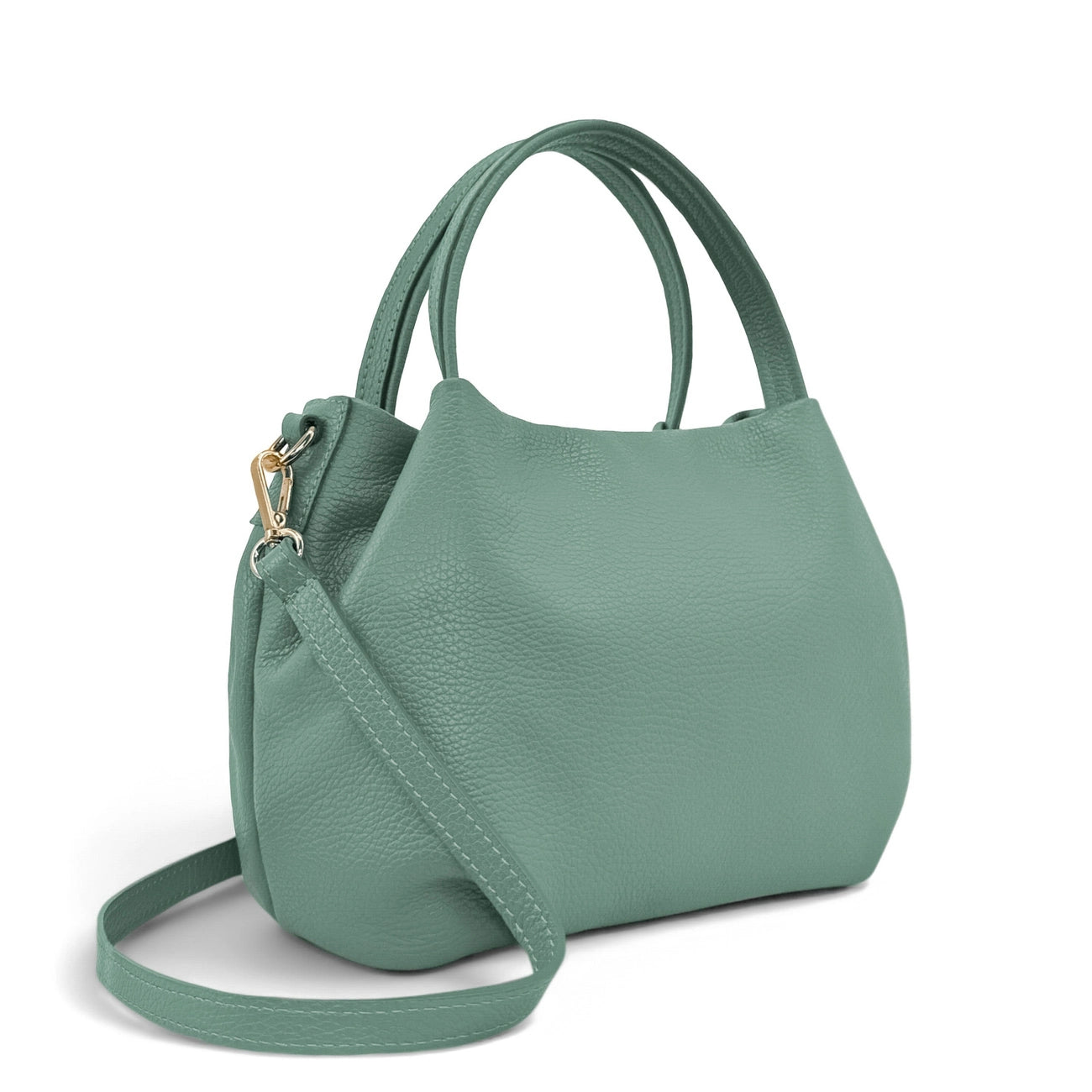Borsa main in pelle a grana BUBBLE Verde pastello
