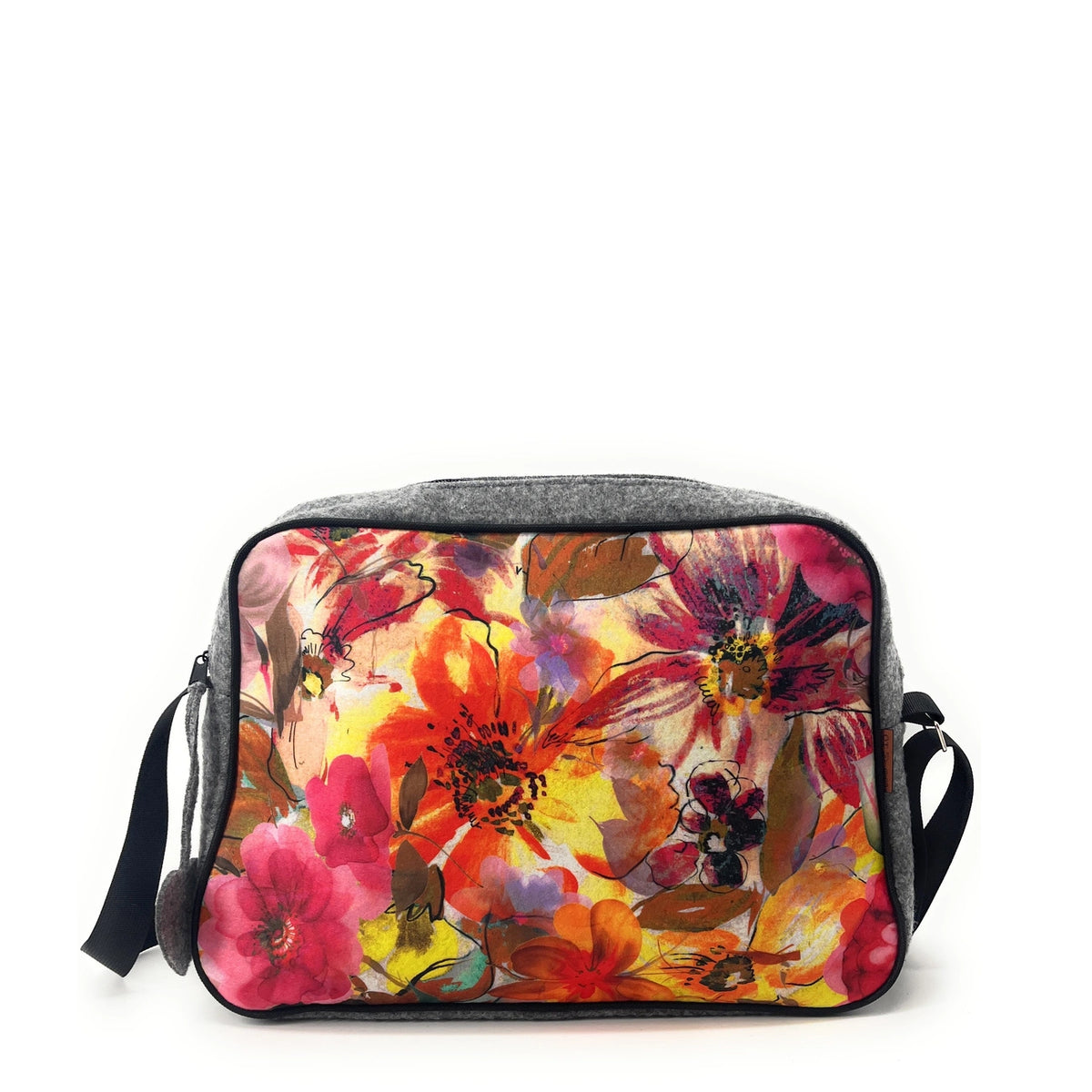 Printed ecological felt bowling bag GARDEN Light gray