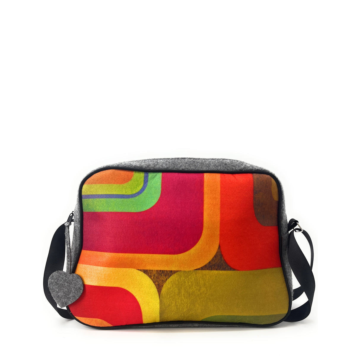 Printed ecological felt bowling bag MODERN Light gray